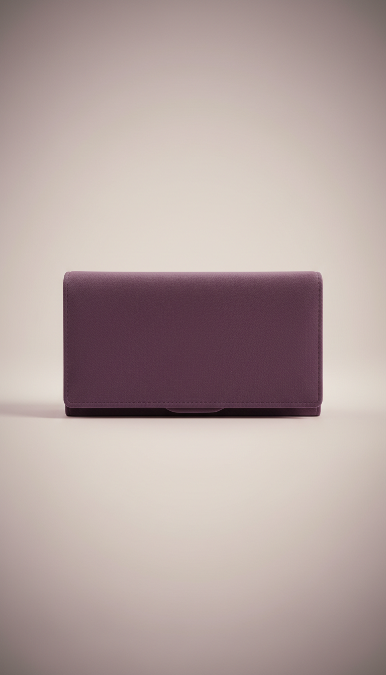 Estuche de terciopelo color ciruela para pestañas, con pestañas incluidas