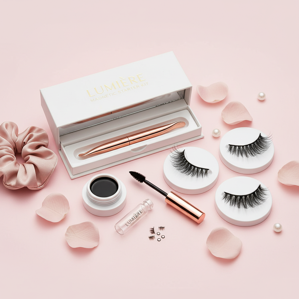 Kit de iniciación pestañas magnéticas - flat lay